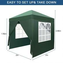 Pop Up Gazebo With Sides Blue Outdoor Canopy Wedding Party Tent - Green - View 3