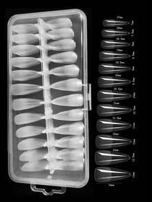Nâng tầm diện mạo của bạn với 240 miếng dán móng giả acrylic mềm dẻo, kiểu dáng stiletto dài, mờ, 2 trong 1. - Trong sáng - Xem 3