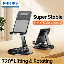 PHILIPS Giá đỡ máy tính bảng/iPad bằng kim loại để bàn, hoàn hảo cho những người lười biếng xem livestream và phim truyền hình, chiều cao có thể điều chỉnh, giá đỡ điện thoại gấp gọn di động DLK2311B/93 - màu đen - Xem 6