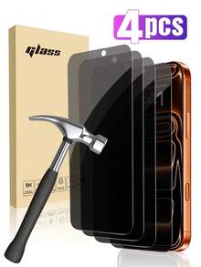 ZYSHI Privacy Phone Screen Protector 4pcs Privacy Tempered Glass Screen Protector Compatible With IPhone 17/15/16/14/11/12/13 Pro Max, XS Max/XR/X/15/7/8 Plus/SE/16e, Anti-Peeping For Family And Friends, Phone Screen Protector, Phone Accessories Birthday Gift Mother's Day Mom - Clear - View 40