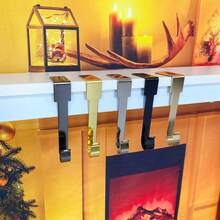 Festive Christmas Stocking Holders: 2 Pieces, High-Quality Metal, Right-Angle Design, Solid Structure, Perfect For Mantle Decorations - A - View 6