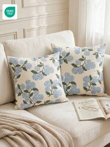 1/2/4pcs Blue Floral Pattern Throw Pillow Covers, Soft Decorative Cushion Covers, Bedding, Single-Sided Printed Design With Zipper, Suitable For Sofa, Bed, Bedroom, Living Room Home Decor, Breathable & Skin-Friendly, Comfortable Textiles, OEKO-TEX Certified - Multicolor - View 6