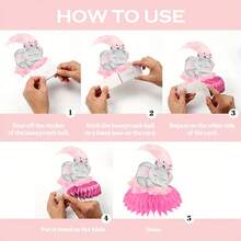 9 pièces Décorations de centre de table en nid d'abeille pour baby shower d'éléphant, décor de table de fête de révélation du à motif éléphant, fournitures de fête d'anniversaire, décorations de célébration, décorations de fête de baby shower, fêtes à thème jungle, base en nid d'abeille - V0122 - Voir 7