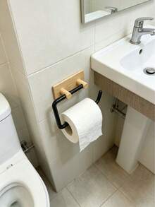 1/2 chiếc giá đựng giấy vệ sinh treo tường kiểu hiện đại, vân gỗ, không cần khoan, tự dính, thích hợp cho nhà bếp/phòng tắm, có thể đựng giấy vệ sinh, màng bọc thực phẩm, làm bằng nhựa vân gỗ chắc chắn. - Nhiều màu - Xem 9