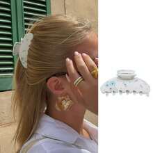 1 chiếc kẹp tóc thời trang kiểu Âu Mỹ, màu trơn, phong cách INS, cá tính, thích hợp cho lễ hội, tiệc tùng. - Đá đính in - Xem 5