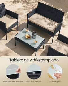Juegos de mesa y sillas para exteriores - Negro - Ver 5