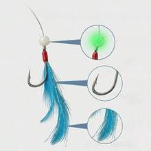 Rig Sabiki de 8 ganchos, Rig de plumas, Cebo biológico con plumas de pollo con púas, hecho a mano para pesca de agua salada y agua dulce - Multicolor - Ver 5