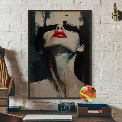 1 DIY 5D Diamond Painting Art Abstract Retro Character Pattern Cross Embroidery Diamond Mosaic Set Home Wall Decoration Festival Gift Handmade Gift Multiple Sizes Available Frameless