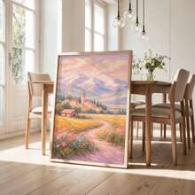 1幅后印象派山水风景画，丹麦柔和花卉草地帆布印刷品 | 现代农舍风格温暖简约乡村风景装饰画，适用于卧室、客厅或办公室，质感丰富的油画风格海报，艺术爱好者礼物，无框或带木质挂轴框 - 圖案3 - 查看 6