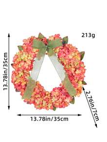 1pc, 35cm/30cm Pink Hydrangea Wreath, Artificial Flowers & Bowknot Design, Home Decor, Fence, Farm Party, Wedding, Graduation Party, Mother's Day Gift - Multicolor - View 13
