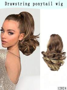 Short Curly Ponytail Wig Hair Clip Casual Daily Outing Drawstring Roman Curly Ponytail Wig Hair Clip - Multicolor - View 15