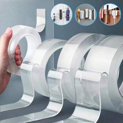 Băng keo nano hai mặt 5m, độ bám dính cao, thích hợp cho nhà bếp và phòng tắm, chống thấm nước và dễ lau chùi.