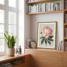 1pc Vintage Peony Dictionary Art Print, Botanical Newspaper Art, Floral Collage Wall Decor, Retro Floral Poster, Unique Gift - Multicolor - View 4