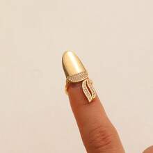 Minimalist Creative Open Knuckle Ring, Elegant Nail Art Rhinestone Nail Ring Wearable Nail Cover Jewelry - 04 Trắng K 9440 - Xem 8