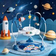 Baby Activity Center And Jumper,Infant Activity Center With 360°,3-In-1 Play Center,3 Adjustable Heights For 6-18 Months Max Weight 26.5 Lbs - Blue Tiger Astronaut - 查看 7