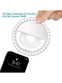 150mAh LED Selfie Light, Portable LED Light, Ring Light, Clip-On Fill Light, 3 Lighting Modes, Phone Selfie Light, Mirror Light, Suitable For Phones And Computers, Makeup, Video Calls, Live Streaming, Vlog, Perfect For Selfies And Video Calls, Photography And Videography, Charming Christmas Gift, Room Decor, Christmas Decoration, Christmas Lights - tròn - Xem 11