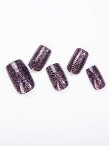 16 miếng dán móng tay gel bán khô màu trắng sữa, màu sắc thời trang, độ che phủ cao, bền lâu. - Màu tím - Xem 5