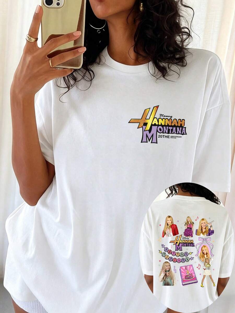 H-HannahS M-MontanaS 20th Retro Y2K Fan Crew Neck Short Sleeve Tee - White - View 1