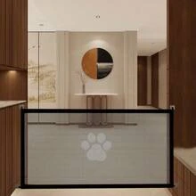 1个可伸缩宠物门，可调节便携式室内/室外屏障，易于安装的安全围栏，适用于门口、走廊、露台，母亲节、父亲节、生日送给宠物主人的绝佳礼物 - 适用于猫狗 - 黑色 - 查看 8