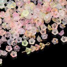 100 piezas de cuentas de lirio del valle con polvo de oro degradado, cuentas sueltas, accesorios de joyería DIY, pendientes de flor hechos a mano, materiales para collares - Multicolor - Ver 9