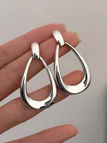 1 Pair Of Elegant Geometric Design Hanging Earrings, Suitable For Parties, Daily Wear, And Vacation Fashion And Atmosphere - 金色的 - 查看 7
