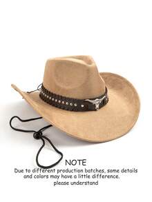 1pc Women's Faux Suede Felt Hat, Rivet Leather Belt Decoration Hat Band, Casual, Daily Wear - Top Hat 1 - View 9