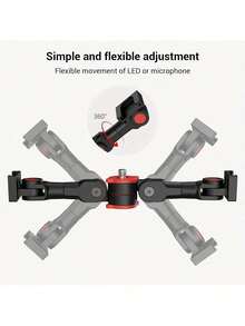 Multi-Functional Dual Cold Shoe Bracket, 1/4" Extension Rod For Vlogging, Compatible With Microphones, LED Lights & Camera Accessories - View 6