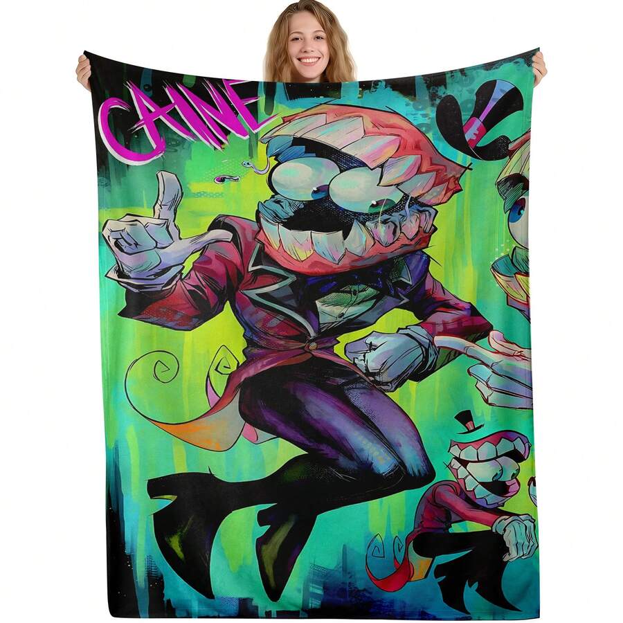 TADC Frog Jax Flannel Throw Blanket, The A-Amazing D-Digital Circus Cartoon Art Design, Soft Cozy Reversible Plush For Couch, Unique Pop Culture Gift For Fans,  Wall Home Decor For Bedroom Living Room - 多色11 - 查看 1