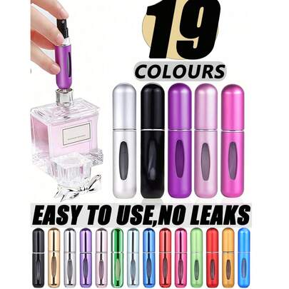 1pc/2pcs/6pcs Portable Refillable Perfume Bottle, 5ml Travel Spray Bottle, Cosmetic Sample Container (Random Color)