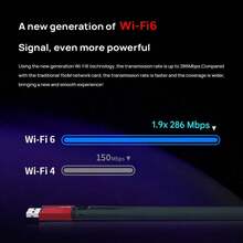 tp-link WiFi 6 Driverless Wireless Network Adapter, Multi-System Compatible, External High-Gain Antenna, Supports Simulated AP, Plug And Play, Stable And High Speed, Freely Adjustable Receiving Angle. - Black - View 2