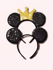Disney 1个/2个亮片耳冠发箍，可爱卡通人物发夹，旅行、节日、派对、返校礼物，时尚配饰 - 彩色 - 查看 2