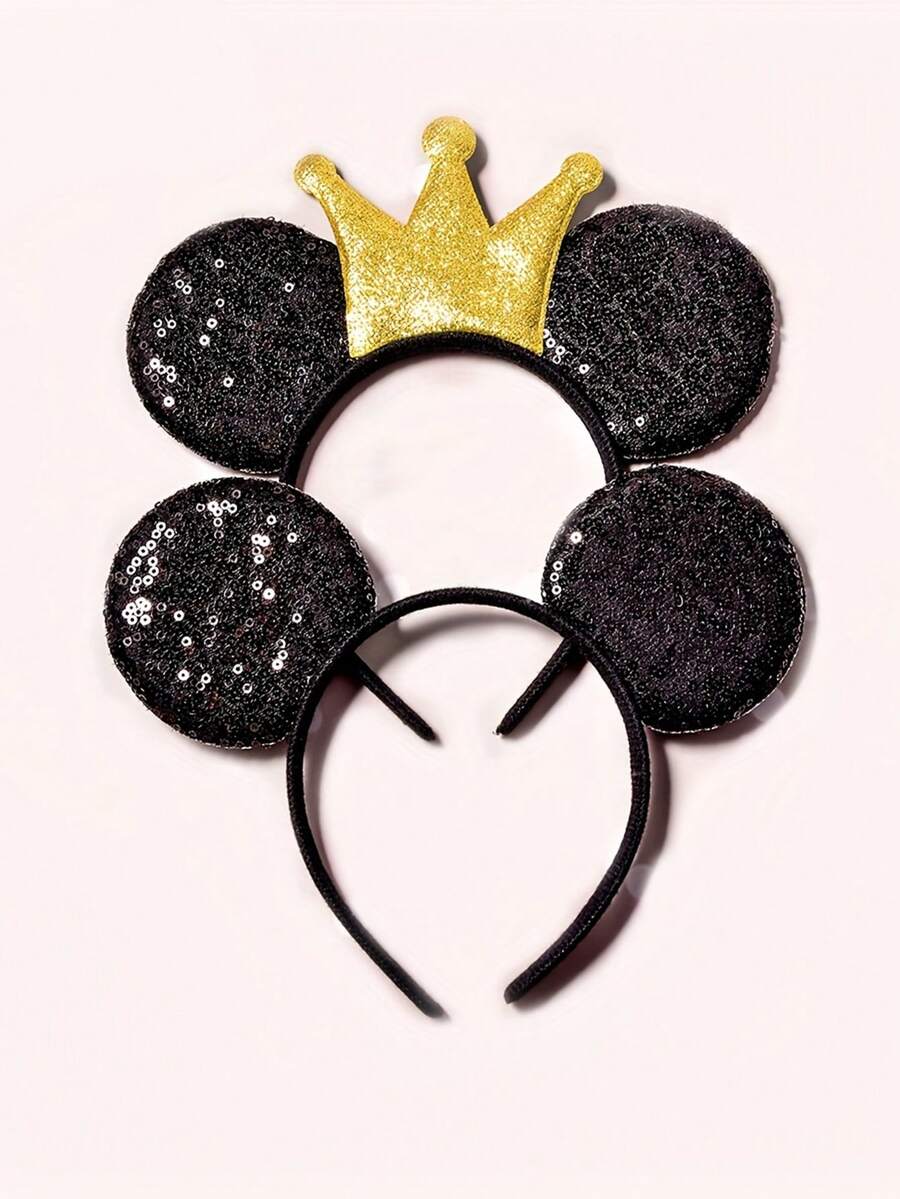 Disney 1个/2个亮片耳冠发箍，可爱卡通人物发夹，旅行、节日、派对、返校礼物，时尚配饰