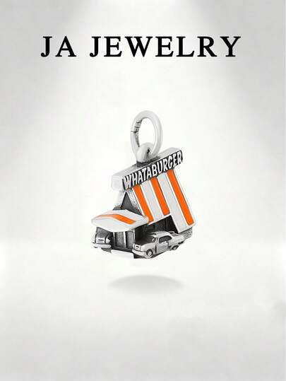 JA Jewelry S925 Sterling Silver 1pc Burger House Pendant,DIY Pendant, Suitable As A Beautiful Gift Jewelry For Christmas, Halloween, Etc.