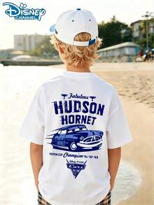 Disney Toddler Graphic T-Shirt - Skin-Friendly Blended Material, Iconic Cars Character & Text, Crew Neck For Warm Weather - 白色 - 查看 3