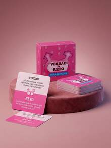 Spanish And English Versions Mini Fun Facts Game Box - "Truth Or Dare", 50 Couples' Interactive Game Questions, Family Entertainment, Suitable For Family And Friends, Ideal For Game Nights, Parties, Wedding Games And Dinner Hosts, Portable Travel Companion Entertainment Set, Pink Box Design Card Game, Perfect Gift For Christmas Or Halloween, Suitable As A Gift For Couples Or Newlyweds - Rose Red - View 4