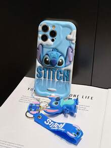 This Disney Stitch Lanyard Phone Case Is Fully Covered In TPU Material. It's Shockproof, Lightweight, And Compatible With IPhone17/16/11/13/15/15 Plus/15 Pro/15 Pro Max/12/14 Pro Max/11 Pro Max/12 Pro/12 Pro Max/13. This Phone Case Makes A Popular Birthday Gift Or Business Gift; It's Durable, Stain- And Fingerprint-Resistant, And Suitable For Both Men And Women. The Set Also Includes A Mickey Mouse Phone Case And A Stitch Plush Bracelet. It's A Perfect Gift For Friends And Family. This Stylish Phone Case Is Fun, Lightweight, And Durable. IPhone17 Pro Max Phone Case, Angel Phone Case. - trắng - Xem 3