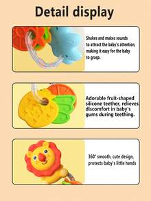 Newborn Teething Rattle Toys, Early Educational Toys To Develop Hand-Eye Coordination, Featuring Cute Cartoon Lion, Elephant And Octopus Designs, Suitable As Gifts For Newborn Baby Boys And Girls - Multicolor - View 12