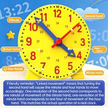 Modelo de reloj de aprendizaje con juego de sellos de reloj, herramienta de enseñanza de cognición del tiempo, ayuda de enseñanza auxiliar, herramienta de práctica de tiempo, suministros de demostración de enseñanza en el aula, conjunto de práctica de cognición del tiempo - A - Ver 5