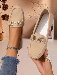 New Women's Flat Loafers, Minimalist Fashion, Suitable For All Occasions, Plus Size Stylish - Apricot - View 6
