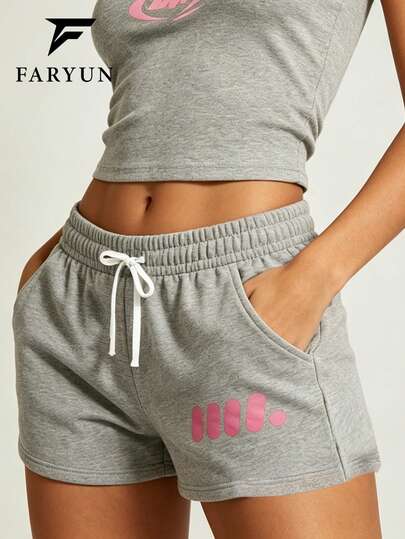 Pantalones cortos casuales y versátiles para mujer, con diseño impreso, cintura elástica, cómodos y transpirables