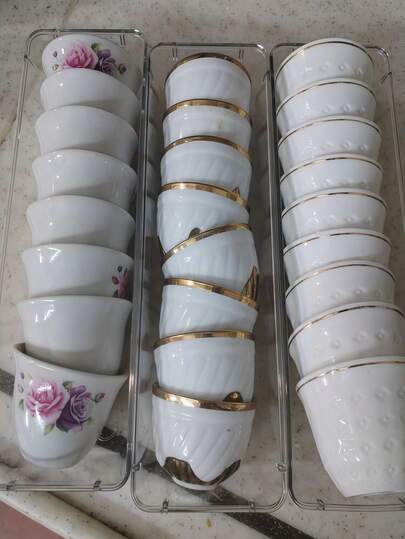 4 piezas Organizador de cajones universal transparente, Caja de almacenamiento de juego de té, Bandeja divisora de cubiertos, Juego de almacenamiento de cajones