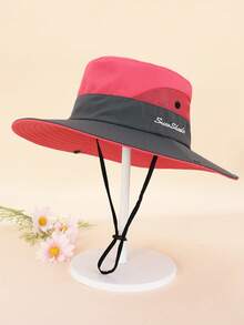 1pc Kids Ponytail Sun Hat, Wide Brim, UV Protection, Suitable For 3-8 Years Old Girls, Beach Bucket Hat - 1PC - View 22