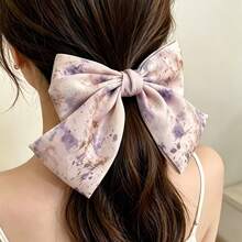 1pc Women's Large Bow Hair Clip, Soft Long Bowknot Hair Clip, Fashion Versatile Elegant Minimalist Solid Color Hair Accessory, Vintage Metal Hair Clip, Ideal Gift For Girls, Suitable For Daily, Casual, Party, Commute, Beach, Vacation, Hair Claw, Hair Barrette, Bowknot Elegant Polyester Hair Clip, All Seasons - Mauve Purple - View 6