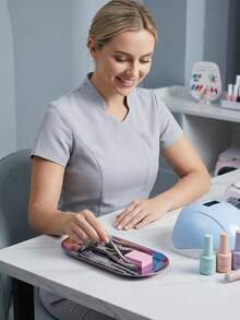 1 pieza Bandeja de esterilización de acero inoxidable, color metálico espejo ovalado, adecuada para almacenar herramientas de tatuaje y accesorios de arte de uñas o bandeja de almacenamiento de escritorio para el hogar - Multicolor - Ver 6