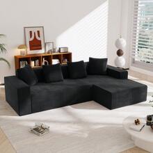 Fully Compressed And Frameless Sofa, Cloud Sofa Combining Several Elements, Modern Modular Sofa With Deep Seats, Upholstered Sofa For Living Room And Bedroom - Black - View 3