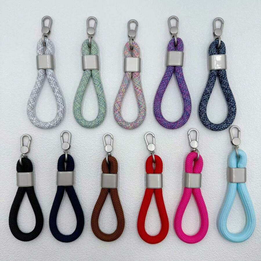 1 Set 7mm Dopamine Braided Phone Lanyard, Short Wrist Strap, Finger Strap, Keychain, Bag Charm - Multicolor - View 1
