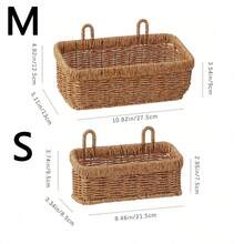 2 chiếc/1 chiếc Giỏ treo bằng mây đan cho nhà bếp, Giỏ đựng đồ đa năng đựng trái cây, bánh mì, đồ ăn nhẹ, đồ trang trí để bàn Giỏ mây thủ công treo tường - Màu vàng - Xem 10