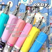 Bộ 6 bút bi hoạt hình Sanrio, mực đen 0.55mm, khô nhanh, thích hợp cho trường học, văn phòng phẩm, đồ dùng học tập, quà tặng tiệc tùng, quà tặng lễ hội cho người hâm mộ. - Nhiều màu - Xem 3