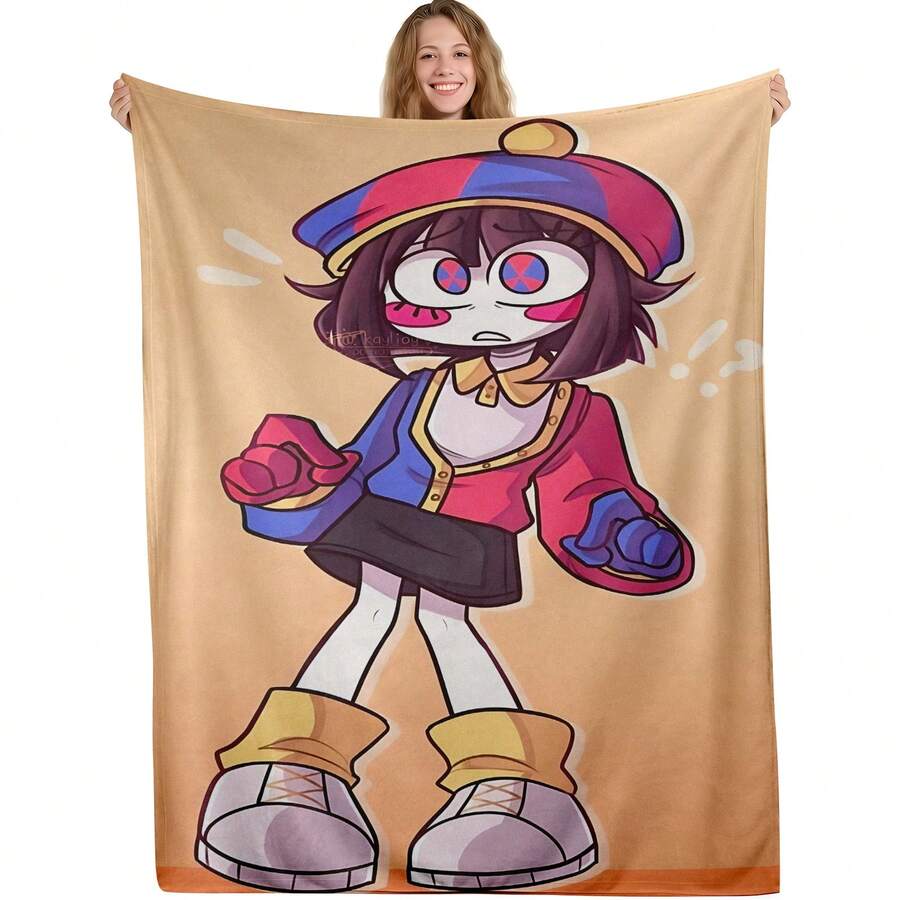 TADC Frog Jax Flannel Throw Blanket, The A-Amazing D-Digital Circus Cartoon Art Design, Soft Cozy Reversible Plush For Couch, Unique Pop Culture Gift For Fans,  Wall Home Decor For Bedroom Living Room - 多色5 - 查看 1