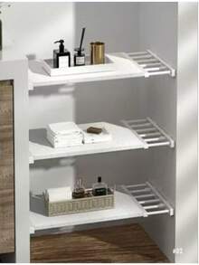 Adjustable Closet Organizer Storage Shelf Space-Saving Kitchen Wardrobe Shelves Holders - 彩色 - 查看 9